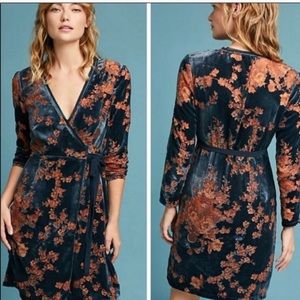 Anthropologie Eri + Ali Velvet Wrap Dress
